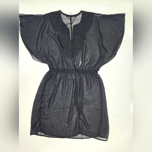 Trixxi Black &  Silver Swimsuit Cover Size 9 100% Polyester Sheer - Picture 6 of 10